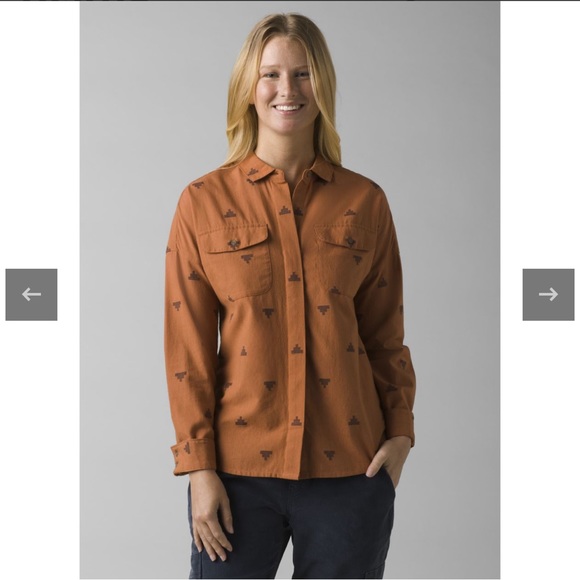 Prana Tops - Prana NEW Lens flair top in Dark ale southwestern style top SZ L